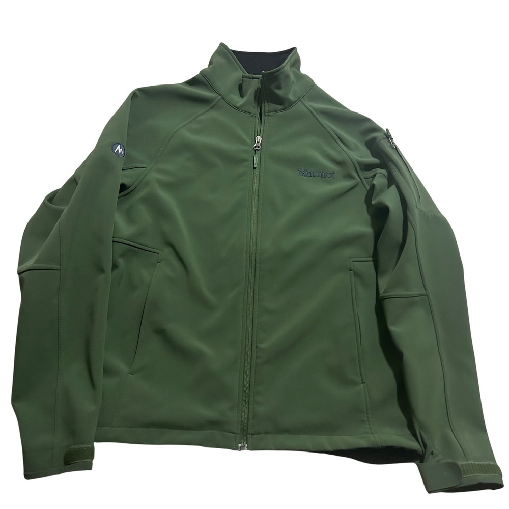 Marmot Mens Green Softshell Fleece Lined Full Zip Jacket Y80190 Size Medium